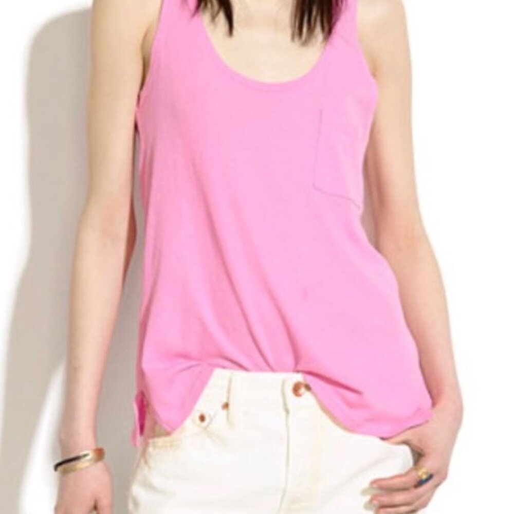 NWT Madewell | Cotton & Flax Oversized Pink Cutaway Sports Tank Top | Size XS